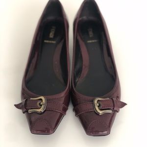 Fendi Low Heel shoes, Eggplant Patent Leather, 9